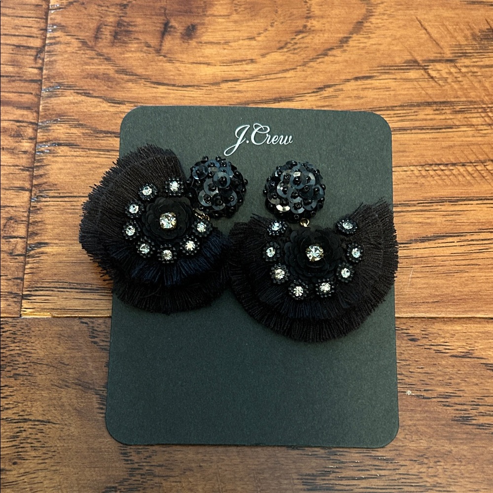 J. Crew Black Fringe Earrings